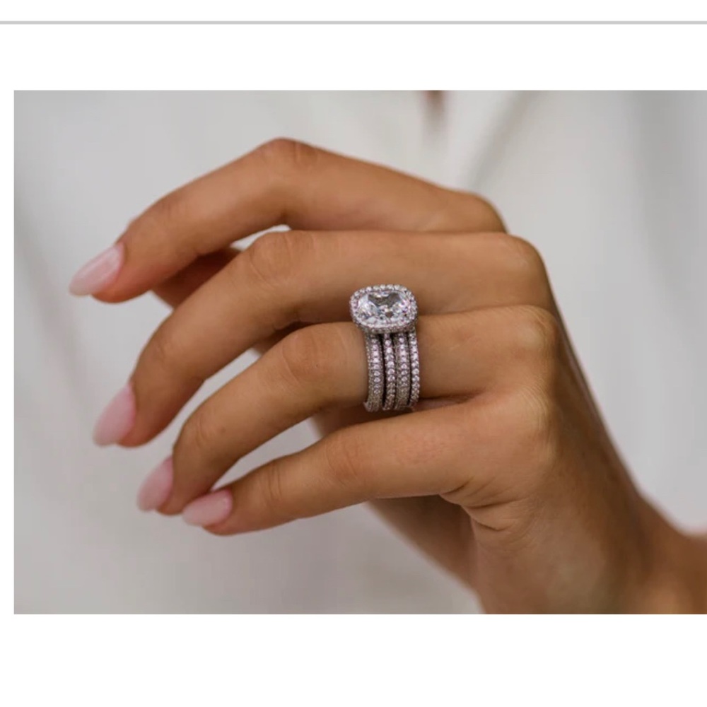 Everly Ring Three Row CZ Band